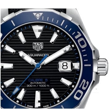 Tag Heuer Aquaracer Calibre 5 Automatic Black Dial Black Nylon Strap Watch for Men - WAY201C.FC6395