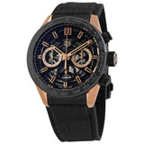 Tag Heuer Carrera Automatic Chronograph Steel & Gold Dial Black Leather Strap Watch for Men - CBG2050.FC6426