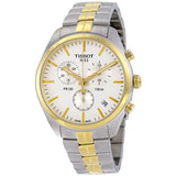 Tissot T Sport PR 100 Chronograph White Dial Two Tone Steel Strap Watch For Men - T101.417.22.031.00