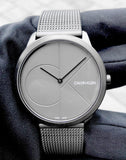 Calvin Klein Minimal Grey Dial Grey Mesh Bracelet Watch for Men - K3M517P4