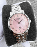 Tissot T Classic Carson Premium Lady Pink Mother of Pearl Dial Silver Steel Strap Watch For Women - T122.210.11.159.00