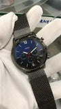 Fossil Neutra Chronograph Blue Dial Silver Mesh Bracelet Watch for Men - FS5383