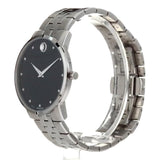 Movado Museum Classic Diamonds Black Dial Silver Steel Strap Watch for Men - 0607201