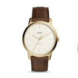 Fossil The Minimalist White Dial Brown Leather Strap Watch for Men - FS5397