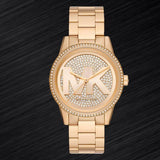 Michael Kors Ritz Pave Crystals Gold Dial Gold Steel Strap Watch for Women - MK6862