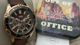 Fossil Garrett Chronograph Brown Dial Brown Leather Strap Watch for Men - FS5867