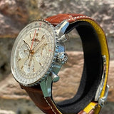 Breitling Navitimer B01 Chronograph 41 White Dial Brown Leather Strap Watch for Men - AB0139211G1P1