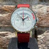 Breitling Top Time B01 Ford Thunderbird White Dial Red Leather Strap Watch for Men - AB01766A1A1X1