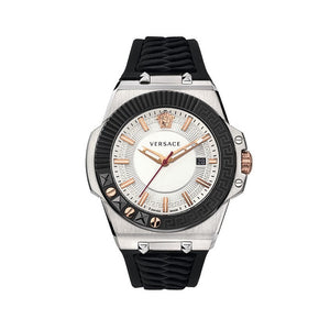 Versace Chain Reaction Quartz White Dial Black Rubber Strap Watch for Men - VEDY00219