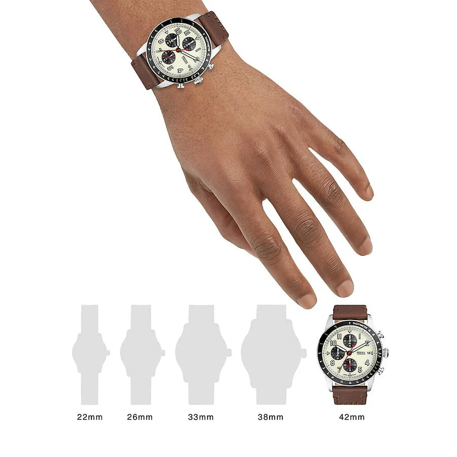 Men's Chronograph Watch with Brown Leather Strap
