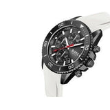 Hugo Boss Admiral Chronograph Black Dial White Rubber Strap Watch for Men - 1513966