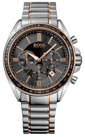 Hugo Boss Driver Sport Grey Dial Grey Steel Strap Watch for Men - 1513094