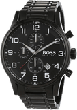 Hugo Boss Chronograph Black Dial Black Steel Strap Watch for Men - 1513180