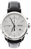 Hugo Boss Jet Silver Dial Black Leather Strap Watch for Men - 1513282