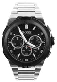 Hugo Boss Supernova Chronograph Black Dial Silver Steel Strap Watch for Men - 1513359