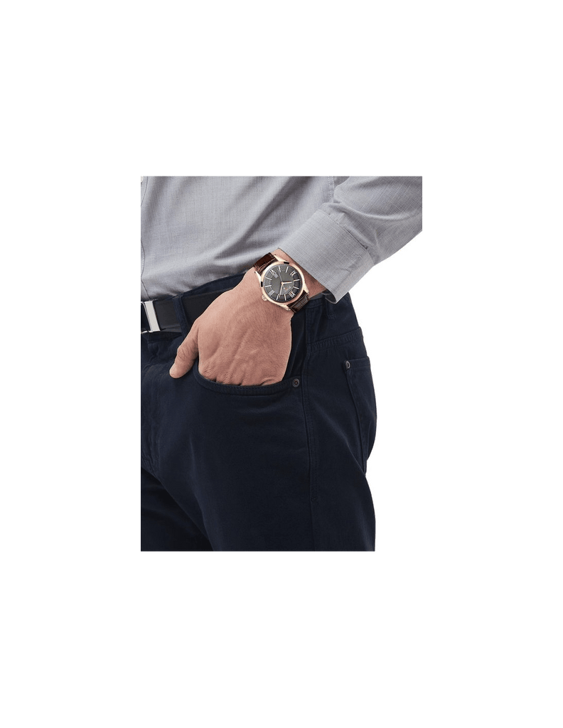 Hugo Boss Ambassador Grey Dial Brown Leather Strap Watch for Men - 1513387