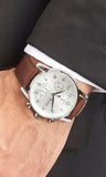 Hugo Boss Navigator White Dial Brown Leather Strap Watch for Men - 1513495