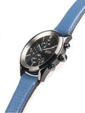 Hugo Boss Grand Prix Chronograph Black Dial Blue Leather Strap Watch for Men - 1513563