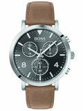 Hugo Boss Spirit Grey Dial Brown Leather Strap Watch for Men - 1513691