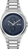 Hugo Boss Steer Chronograph Blue Dial Silver Steel Strap Watch For Men - 1514048