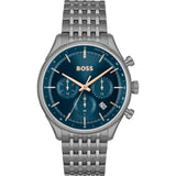 Hugo Boss Gregor Chronograph Blue Dial Grey Steel Strap Watch For Men - 1514083