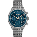 Hugo Boss Gregor Chronograph Blue Dial Grey Steel Strap Watch For Men - 1514083