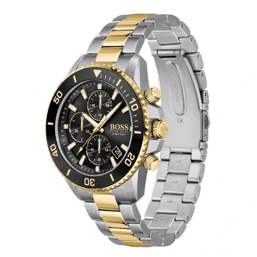 Hugo Boss Admiral Black Dial Two Tone Steel Strap Watch for Men - 1513908