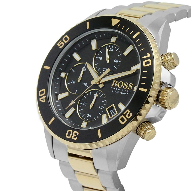 Hugo Boss Admiral Black Dial Two Tone Steel Strap Watch for Men - 1513908