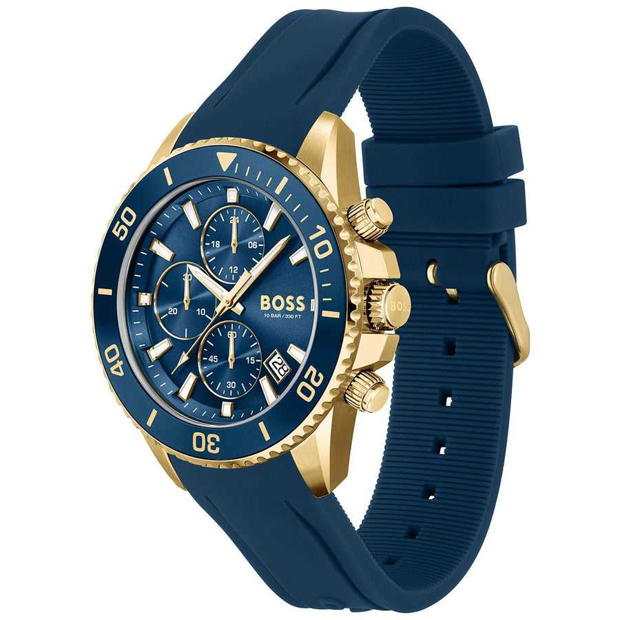 Hugo Boss Admiral Blue Dial Blue Rubber SIlicon Strap Watch for Men - 1513965