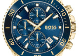 Hugo Boss Admiral Blue Dial Blue Rubber SIlicon Strap Watch for Men - 1513965