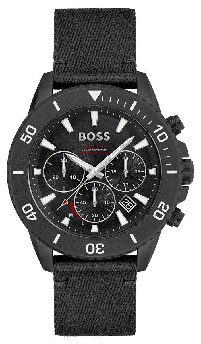 Hugo Boss Admiral Chronograph Black Dial Black Nylon Strap Watch for Men - 1513918