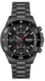 Hugo Boss Admiral Chronograph Black Dial Black Steel Strap Watch for Men - 1514258