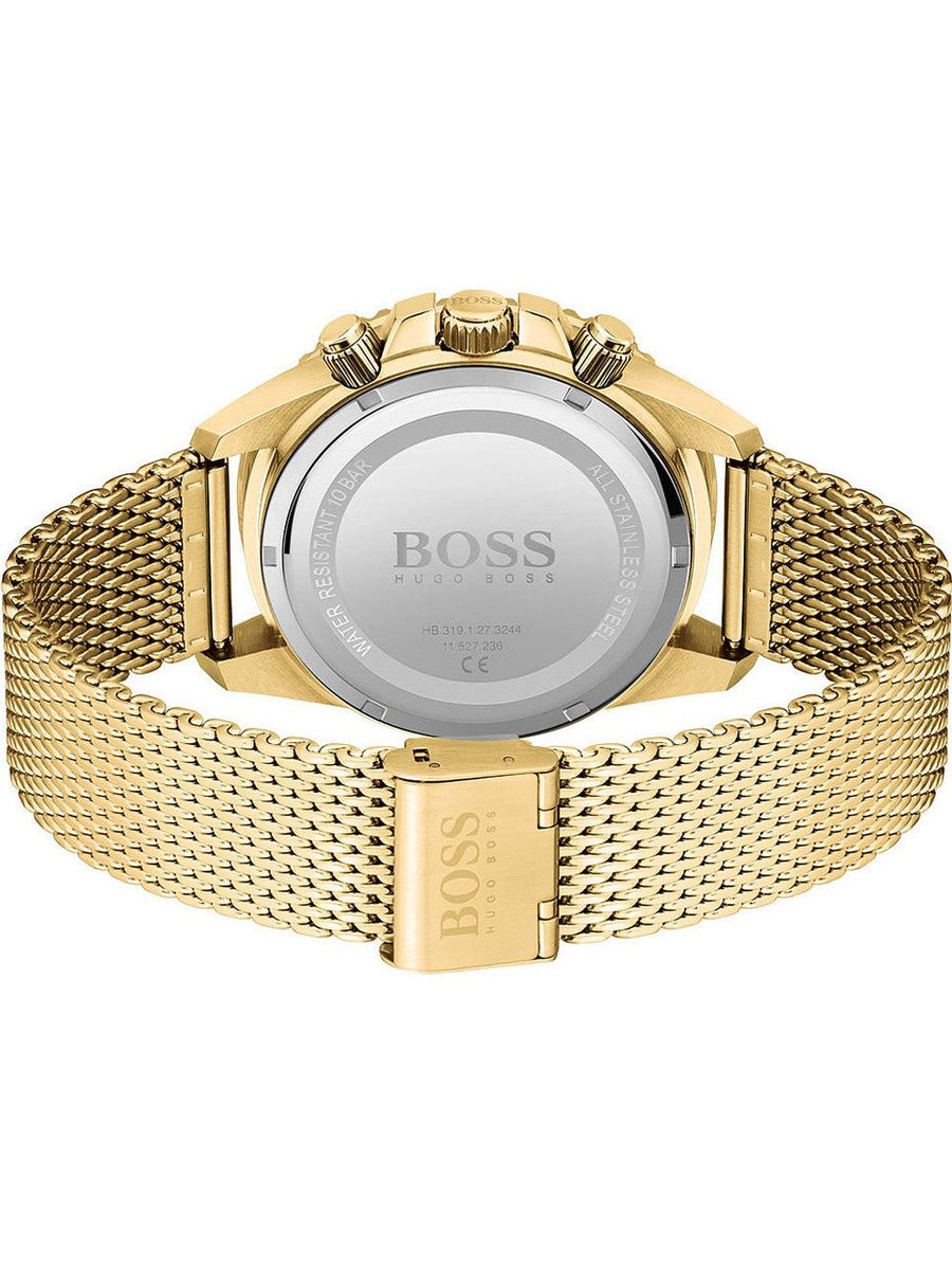 Hugo Boss Admiral Chronograph Black Dial Gold Mesh Bracelet Watch for Men - 1513906