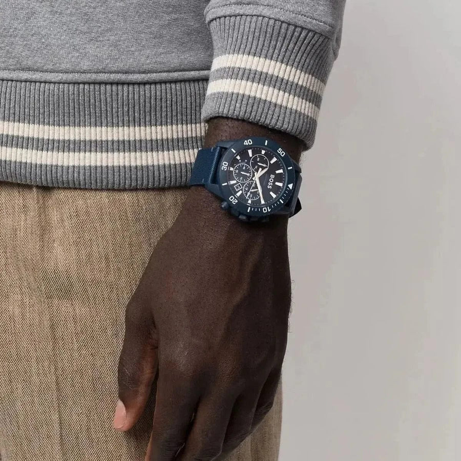 Hugo Boss Admiral Chronograph Blue Dial Blue Nylon Strap Watch for Men - 1513919
