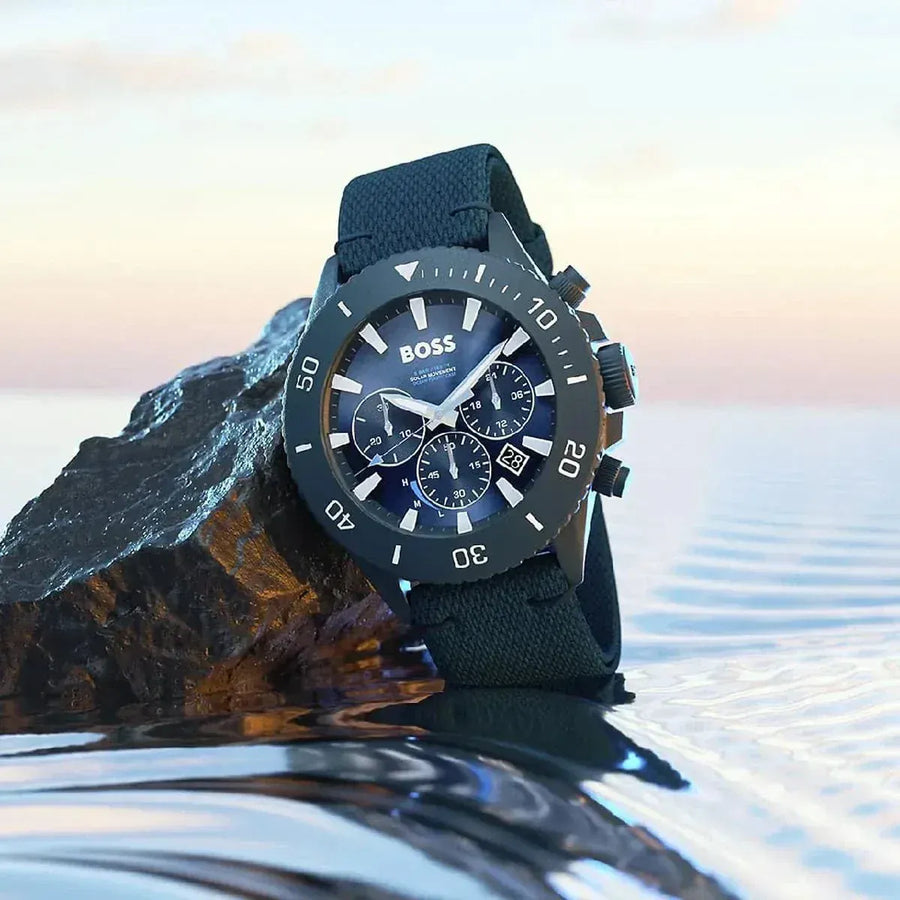 Hugo Boss Admiral Chronograph Blue Dial Blue Nylon Strap Watch for Men - 1513919