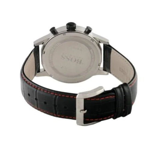 Hugo Boss Aeroliner Black Dial Black Leather Strap Watch for Men - 1512631