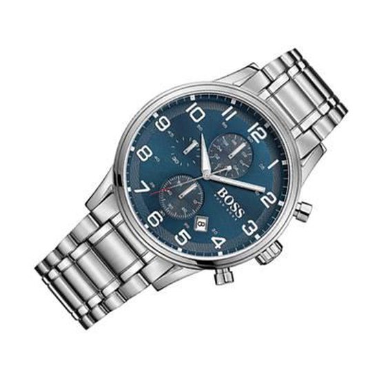 Hugo Boss Aeroliner Blue Dial Silver Steel Strap Watch for Men - 1513183