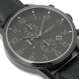 Hugo Boss Aeroliner Chronograph Black Dial Black Leather Strap Watch for Men - 1512567