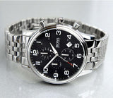 Hugo Boss Aeroliner Chronograph Black Dial Silver Steel Strap Watch For Men - 1512446