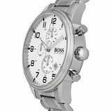Hugo Boss Aeroliner Chronograph Quartz White Dial Silver Steel Strap Watch For Men - HB1512445