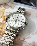 Hugo Boss Aeroliner Chronograph White Dial Silver Steel Strap Watch For Men - 1512445