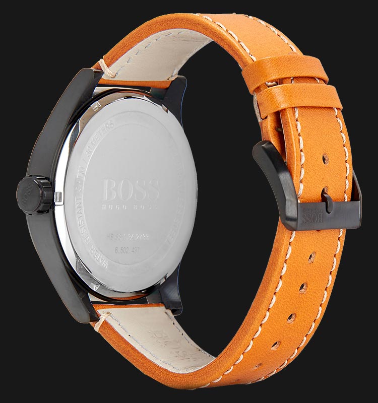 Hugo Boss Aeroliner Maxx Chronograph Black Dial Brown Leather Strap Watch For Men - 1513082