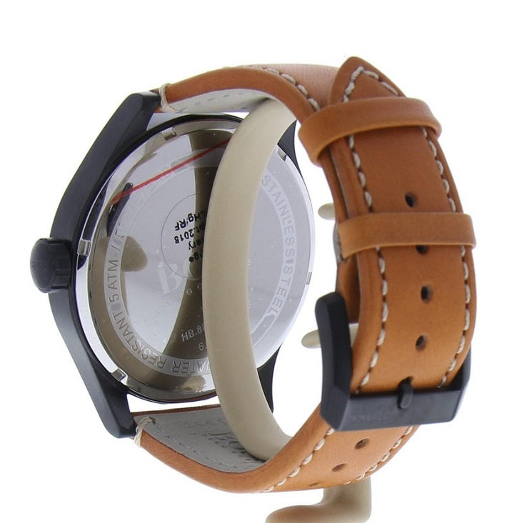 Hugo Boss Aeroliner Maxx Chronograph Black Dial Brown Leather Strap Watch For Men - 1513082
