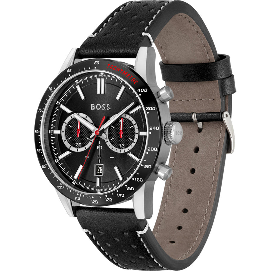 Hugo Boss Allure Black Dial Black Leather Strap Watch for Men - 1513920
