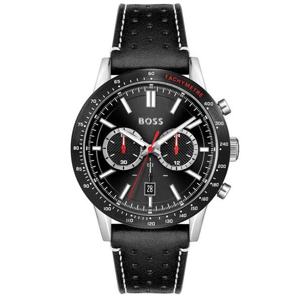Hugo Boss Allure Black Dial Black Leather Strap Watch for Men - 1513920