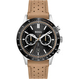 Hugo Boss Allure Black Dial Brown Leather Strap Watch for Men - 1513964