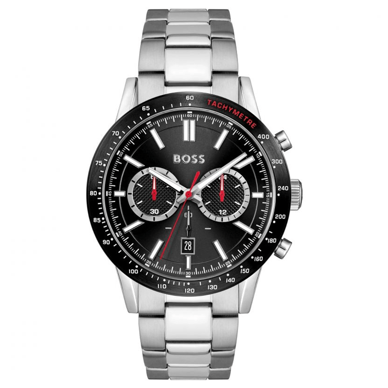 Hugo Boss Allure Chronograph Black Dial Silver Steel Strap Watch for Men - 1513922