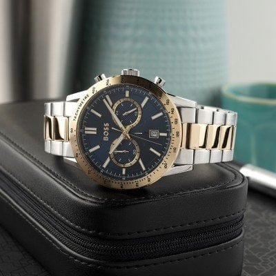 Hugo Boss Allure Chronograph Blue Dial Two Tone Steel Strap Watch for Men - 1514163