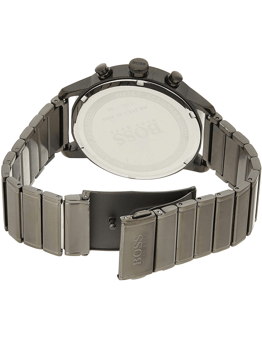 Hugo Boss Architectural Blue Dial Grey Steel Strap Watch for Men - 1513574