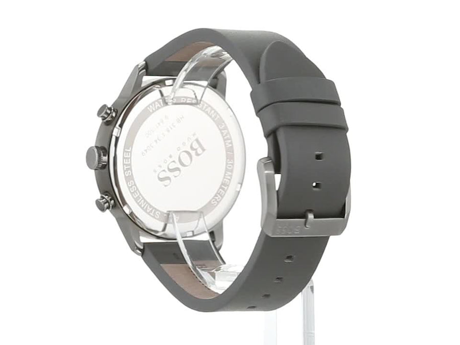 Hugo Boss Architectural Grey Dial Grey Leather Strap Watch for Men - 1513570